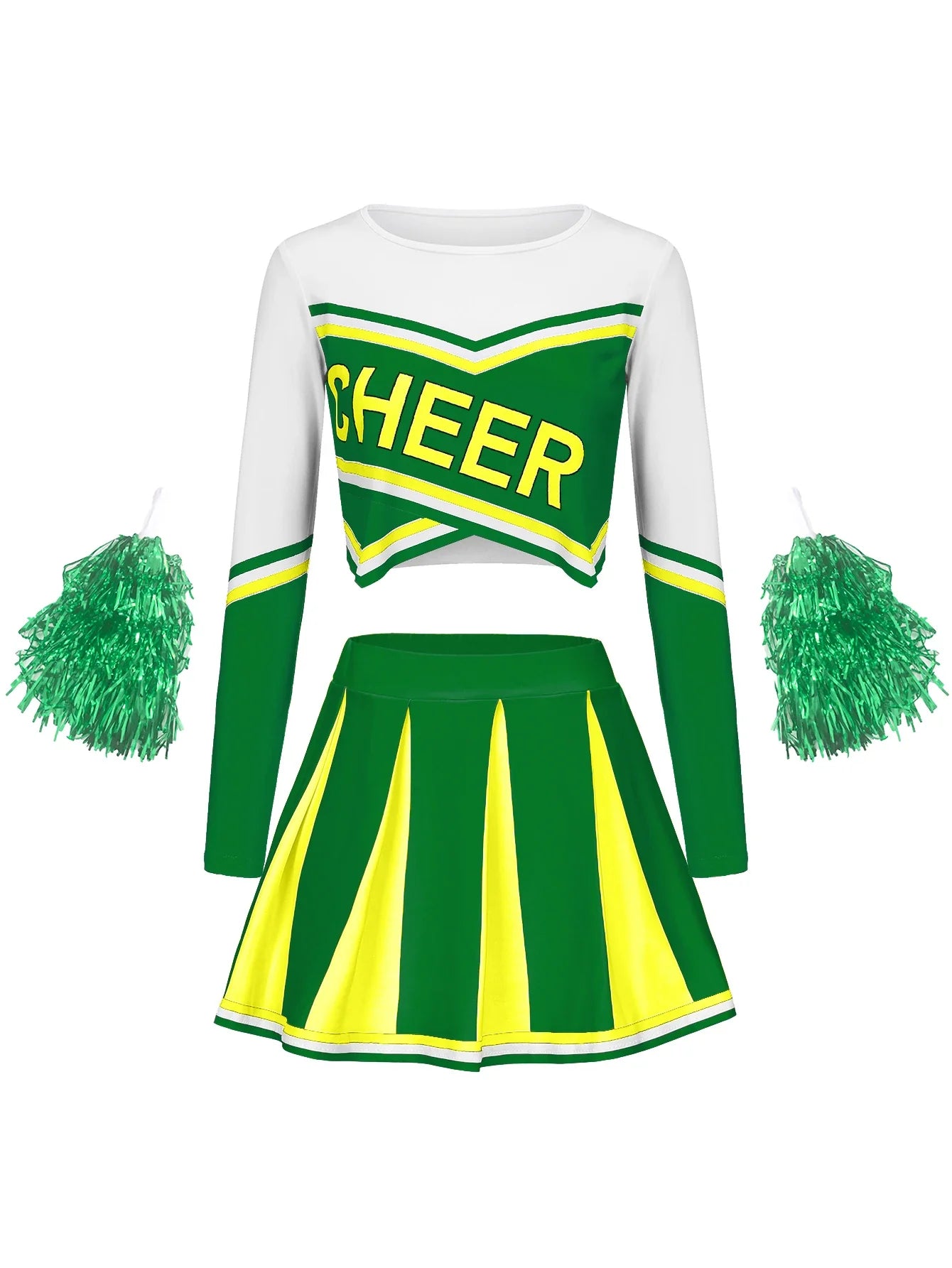 Womens Long Sleeve Cheerleader Dress for Stage Performance