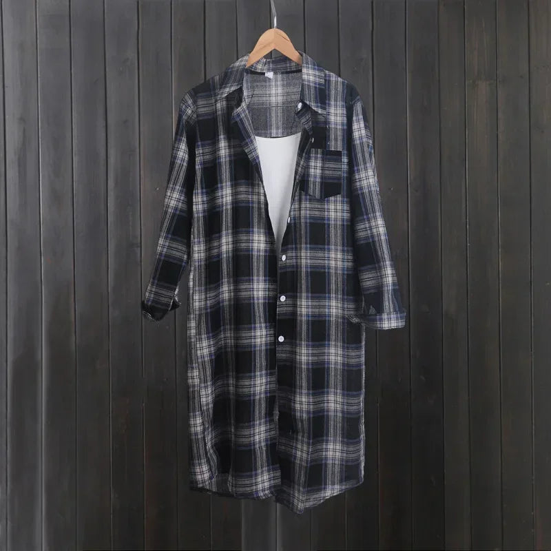 Women's Plaid Long Sleeve Shirt Vintage Button-Up Blouse Casual Lightweight Summer Top