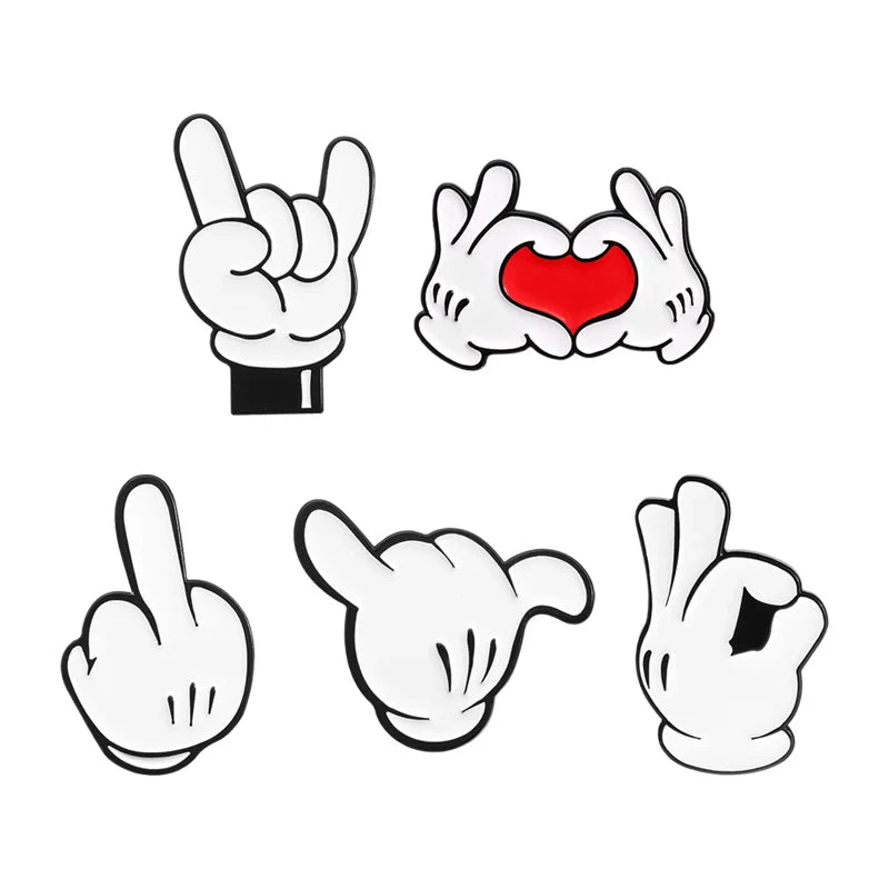 Cartoon Finger Gesture Love You Brooch Enamel Pin Unique Metal Decoration for Backpack and Lapel Badge Gift for Friends