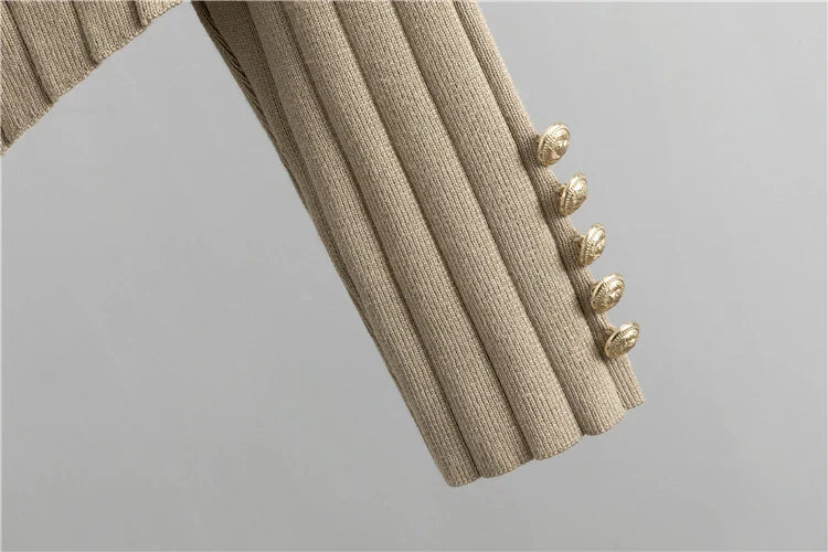 Women's Three Piece Cardigan Set Casual Sweater Outfit with Striped Cardigan Top and Wide Leg Pants