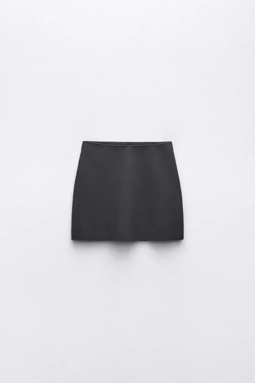 Women's Knit Tailored Cardigan and Skirt Set V-Neck Long Sleeve Jacket with High Waist Elastic A-Line Mini Skirt Stylish Two-Piece Outfit