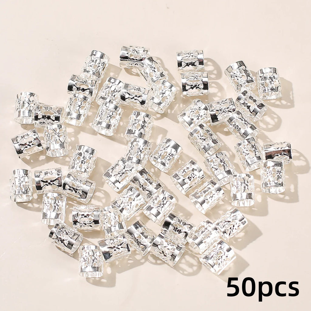50pcs Metal Hair Braid Rings and Clips for Dreadlocks and Braiding Accessories