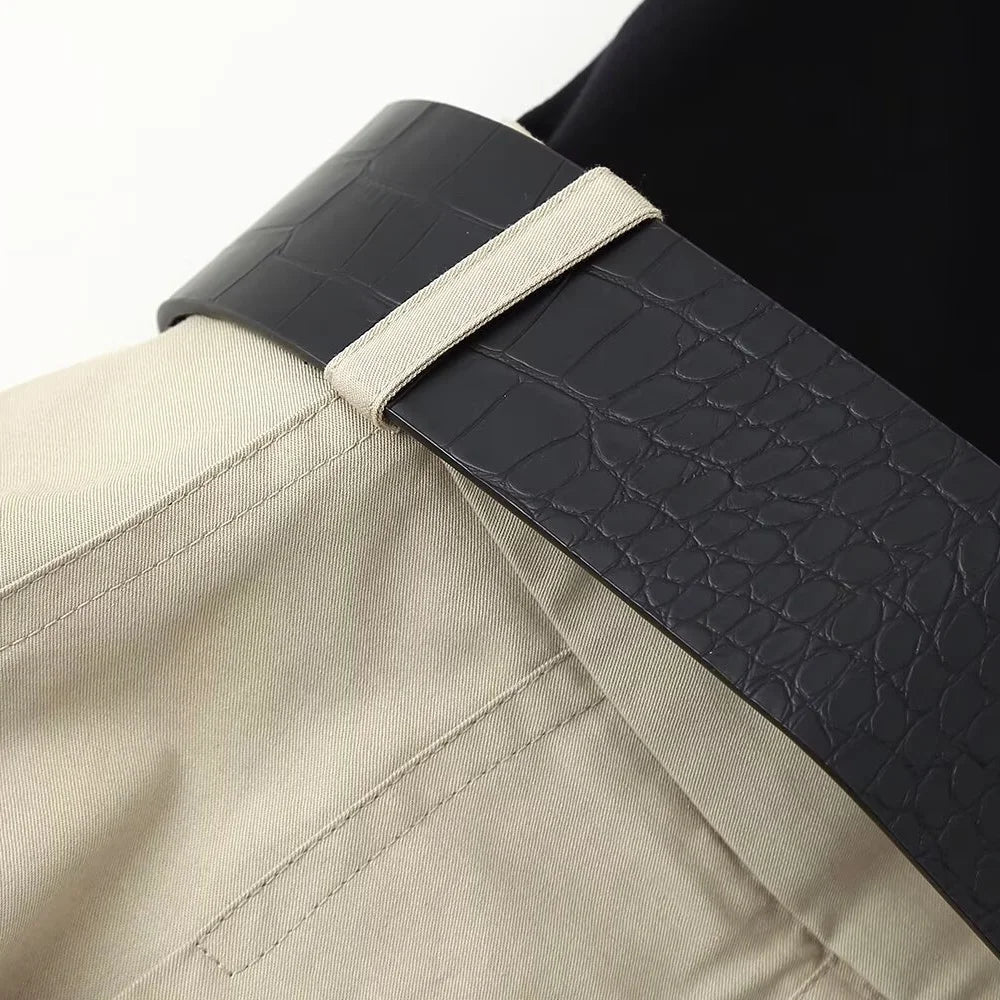 Women's Casual Dress With Belt Splicing Design Lightweight