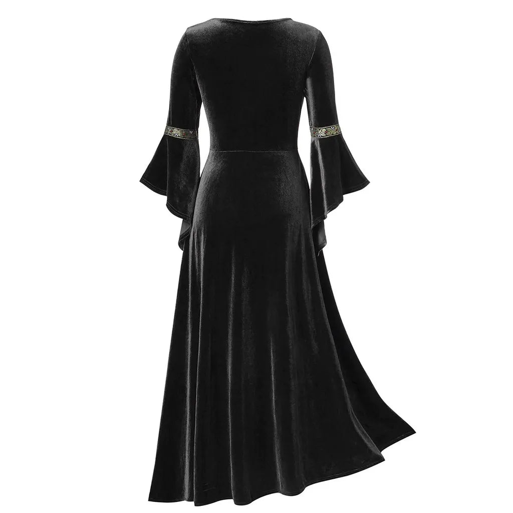 Medieval Cosplay Dress for Women Long Sleeve Elegant Gown