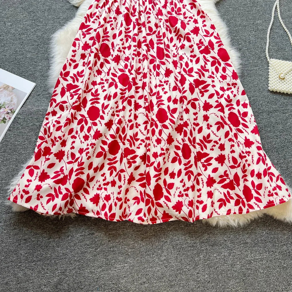 Floral Print Off Shoulder Summer Beach Dress For Women