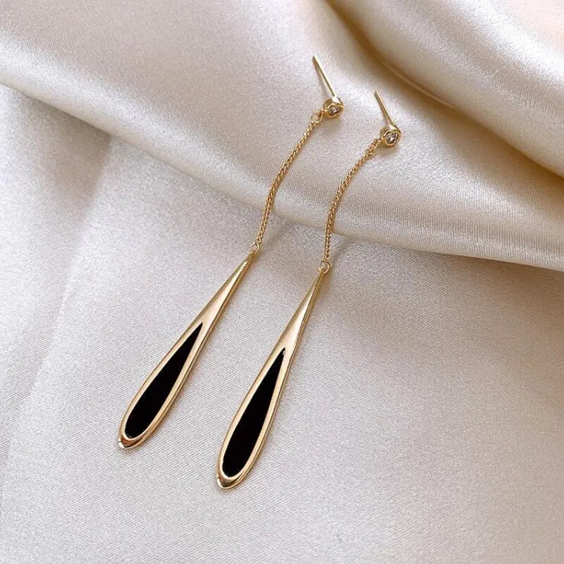 Geometric Square Drop Earrings for Women with Long Tassel Design Ideal for Parties and Special Occasions