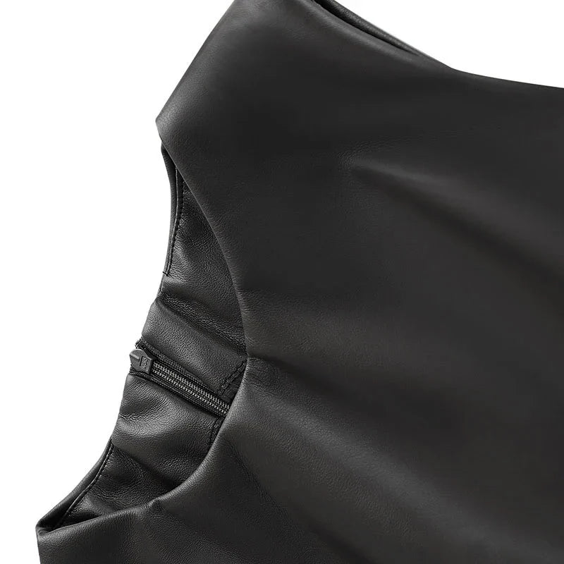 Black PU Leather Mini Bodycon Dress For Party Nights