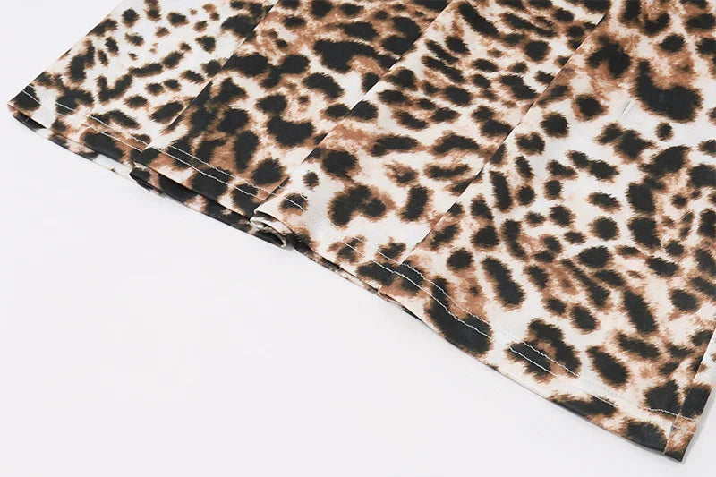 Leopard Print Slip Dress V Neck Sleeveless Party Dress