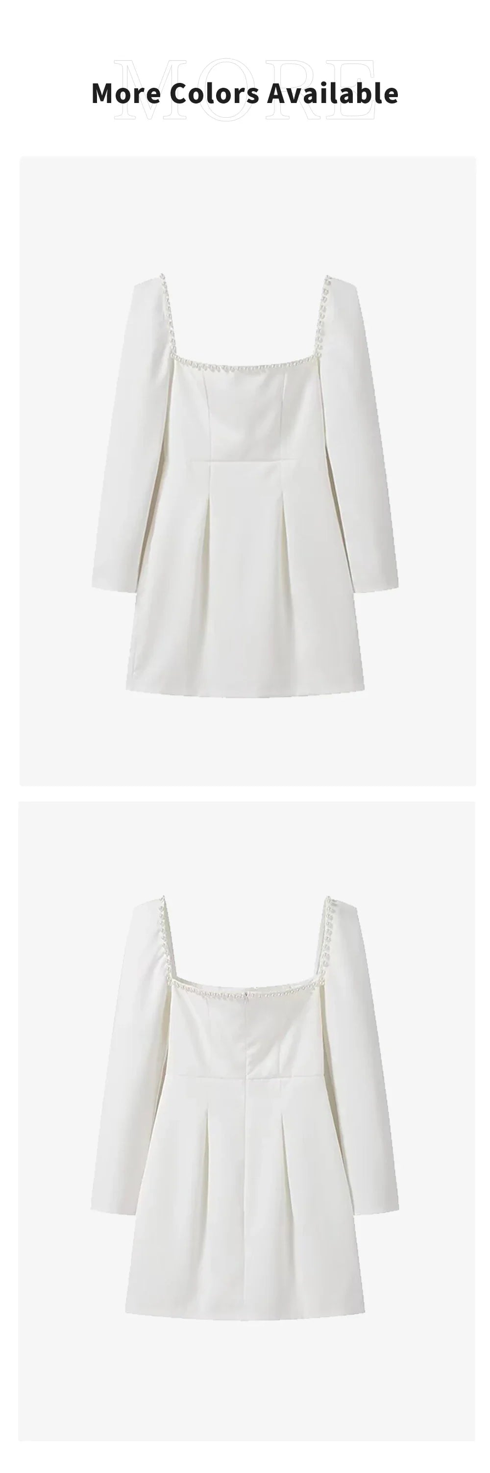 Pearl Embellished Square Neck Dress Slim Fit A Line