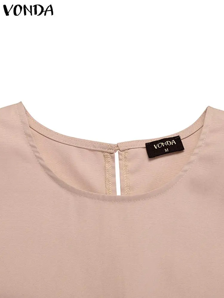 Summer Women Sundress Mini Pleated Puff Sleeve Dress