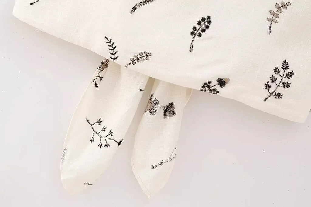 Summer Women Two Piece Set Embroidered Bowknot Short Sling Top with Elegant Midi Skirt Slim Fit Casual Fashion Outfit