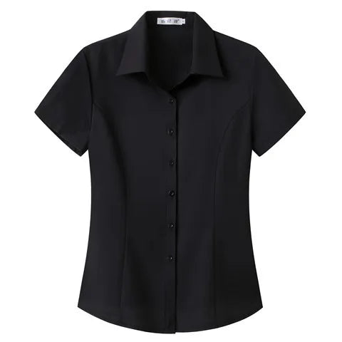 Slim-Fitting White Short-Sleeve Business Shirt for Women Large Size Korean Style Elegant Summer Top