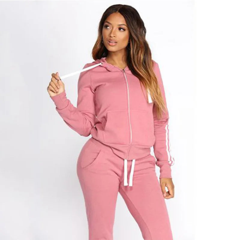 Comfortable Women's Zipper Hoodie and Jogging Suit Set Casual Sportswear for Gym Outdoor Daily Wear High Quality Fashion Matching Tracksuit