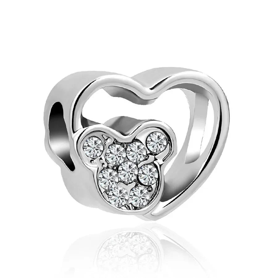 Disney 925 Sterling Silver DIY Charm Compatible With 3mm Bracelets Featuring Mickey Mouse Ferris Wheel And Suitcase Designs