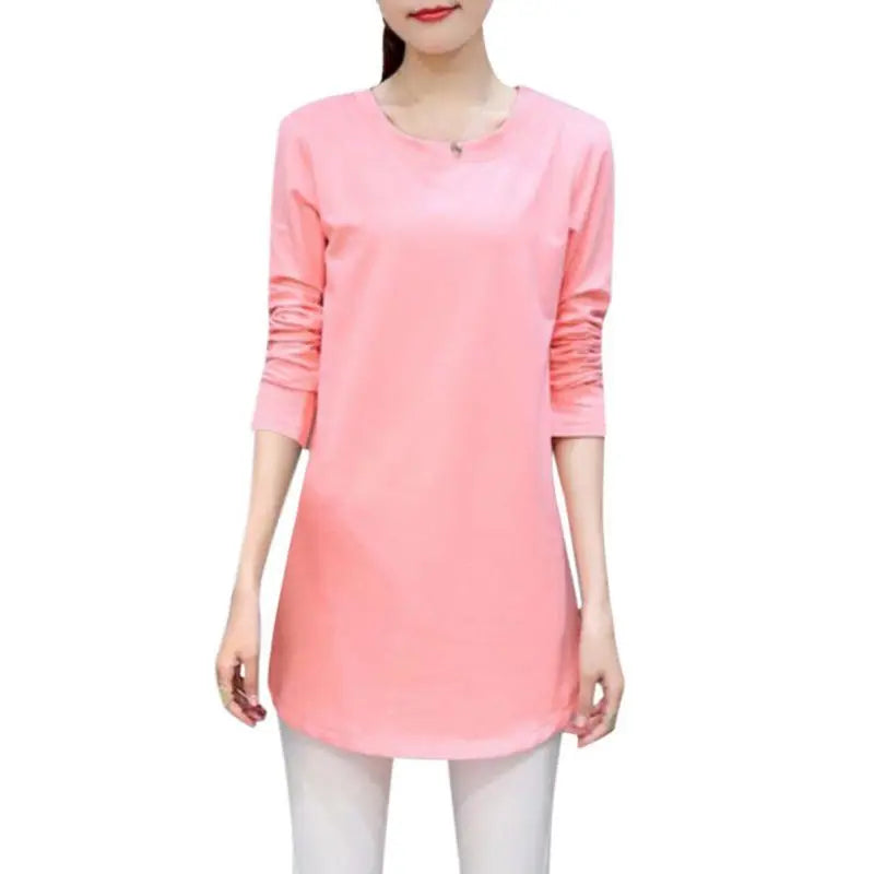 Women Slim Fit Long Sleeve Casual Blouse in Solid Colors