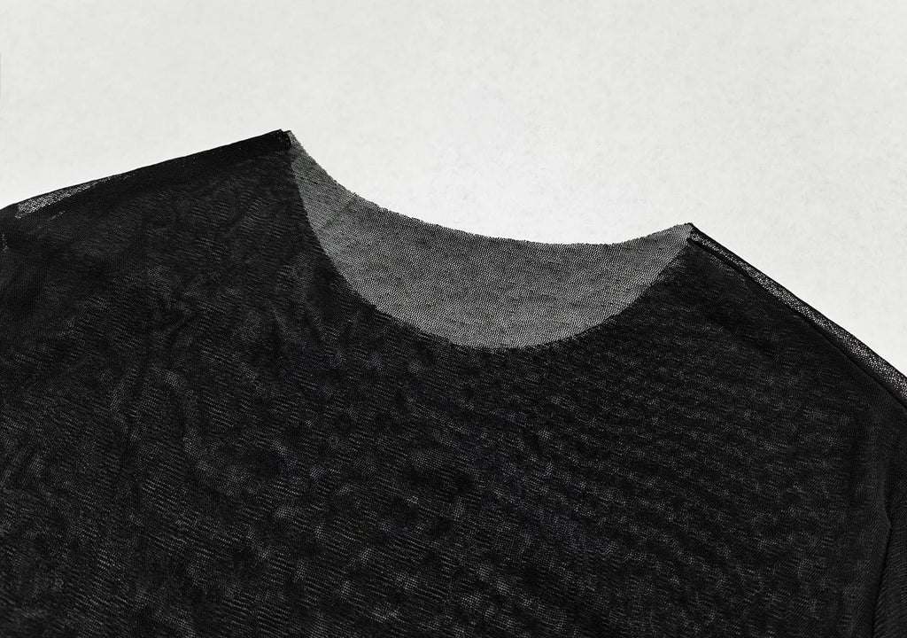 Black Mesh Beach Cover Up Dress For Women See Through