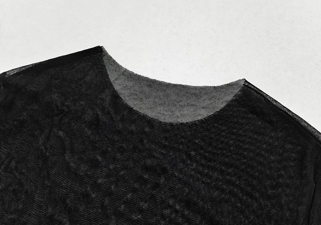 Black Mesh Beach Cover Up Dress For Women See Through