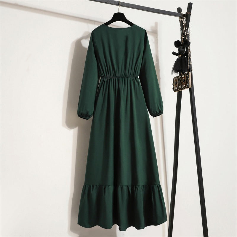 Bohemian Floral Maxi Dress High Waist Chiffon Long Sleeves