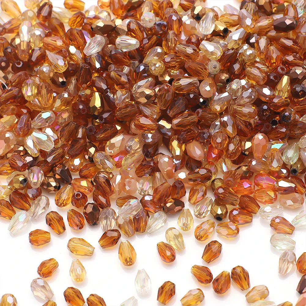 100 Pieces 4x6mm AB Mixed Color Tear Drop Faceted Crystal Glass Beads for Jewelry Making and DIY Crafts