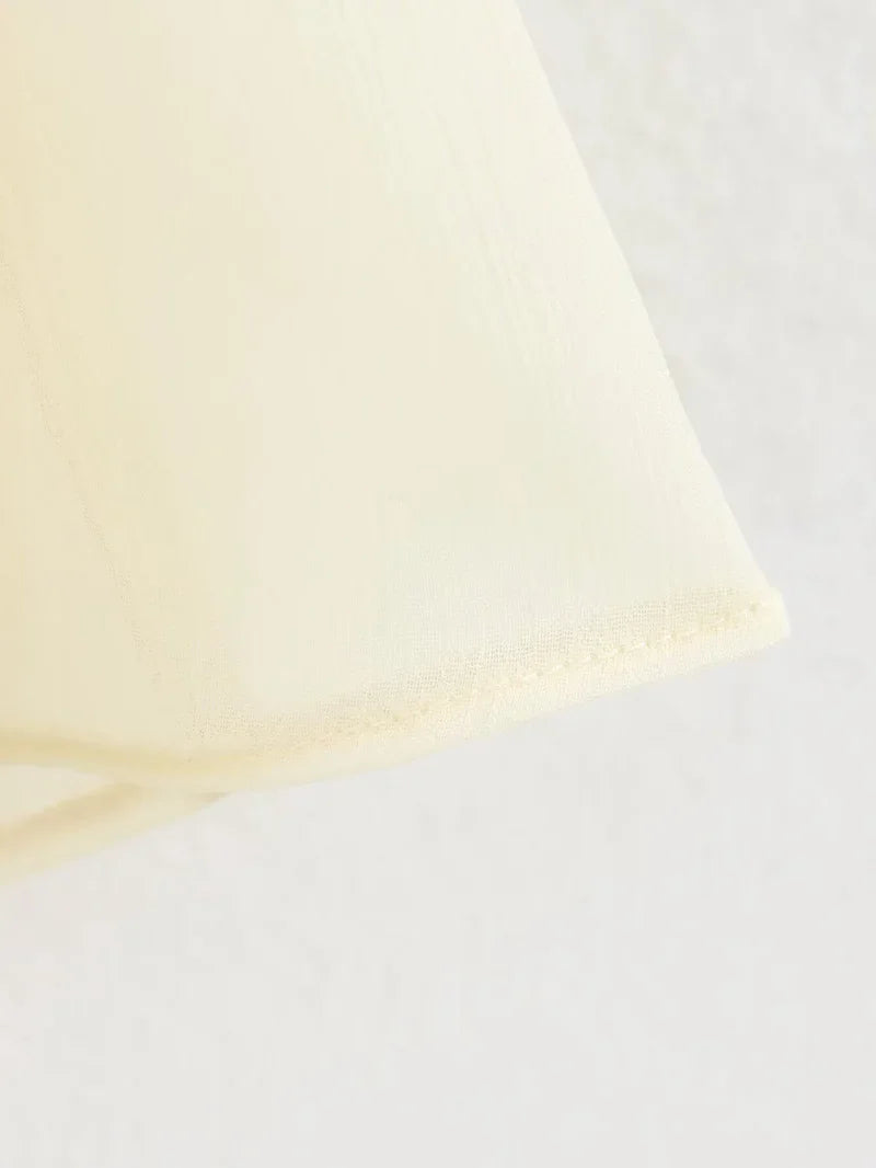 Women's Semi-Transparent V-Neck Tiered Decoration Long Sleeve Casual Shirt Blouse Top