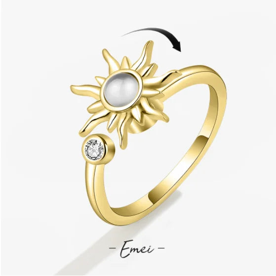 Anti Stress Fidget Rings for Women Stainless Steel Spinner Sunflower Star Ring Trendy Jewelry Gift