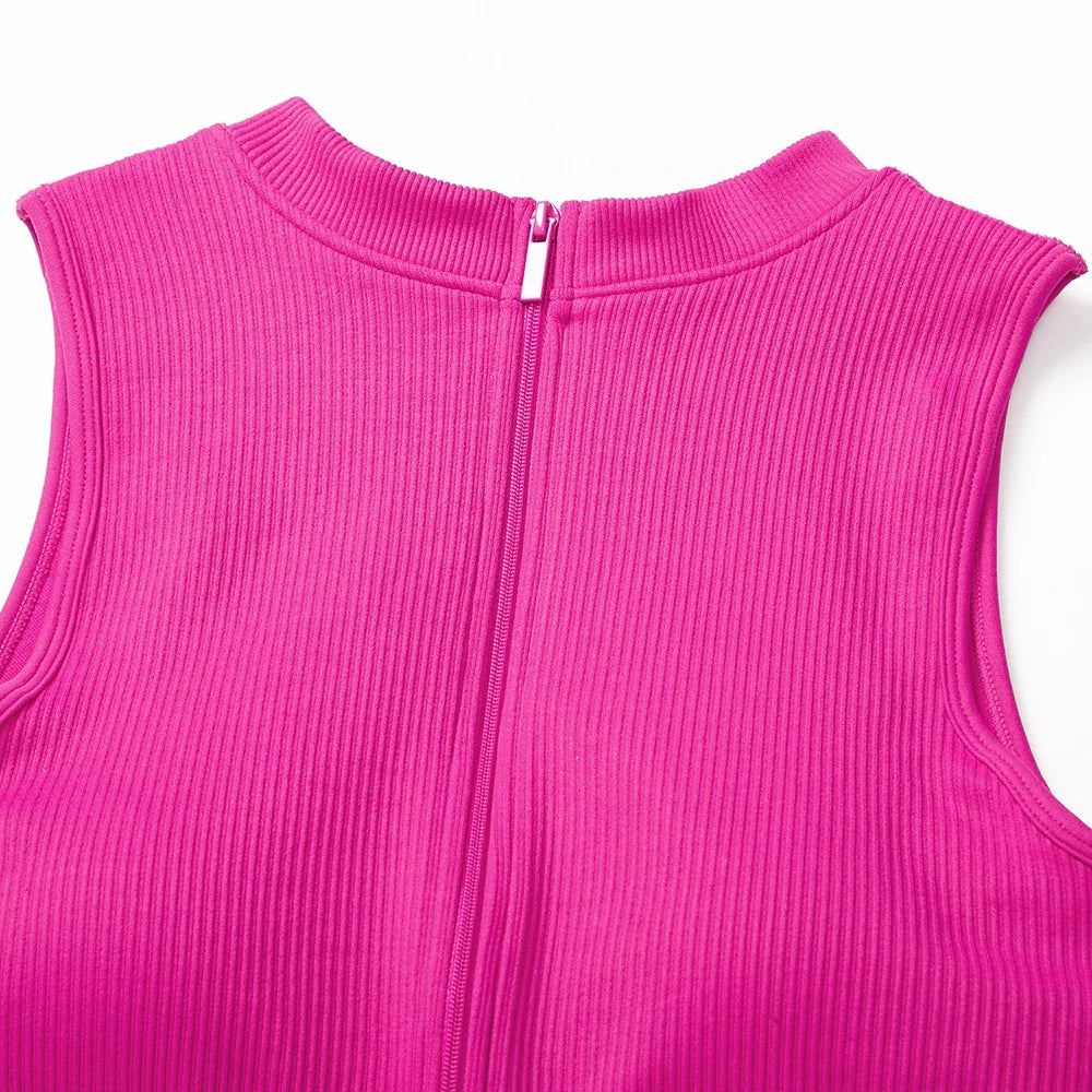 Zipper XL Size Sleeveless Jumpsuit Bodysuit for Women Summer Romper Overalls Streetwear Fashion Outfits