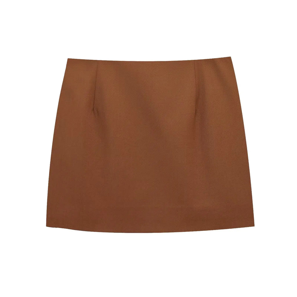 Women's Sleeveless Button-Down Vest with Pockets and Matching Mini Skirt Two-Piece Set for Chic and Stylish Look