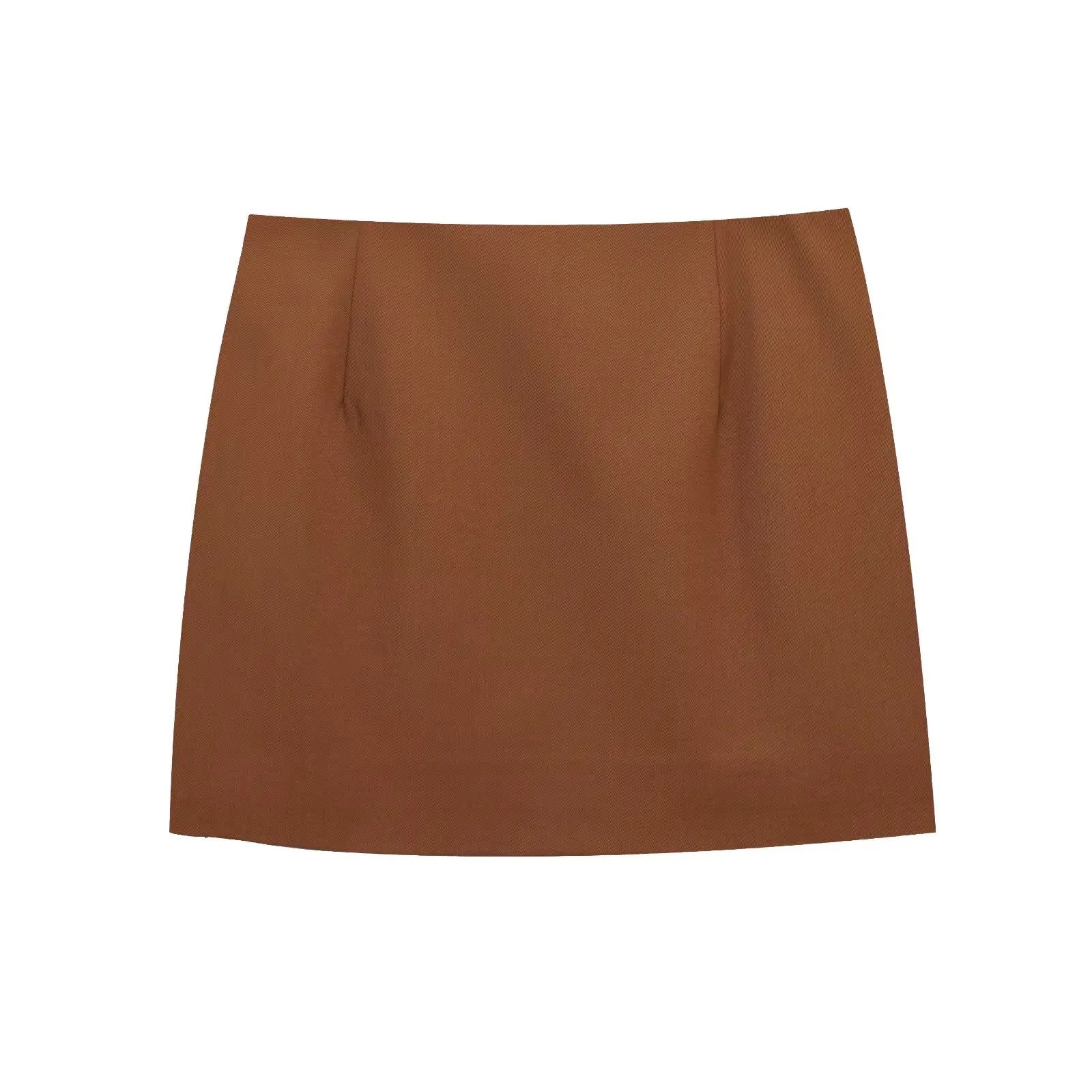 Women's Sleeveless Button-Down Vest with Pockets and Matching Mini Skirt Two-Piece Set for Chic and Stylish Look