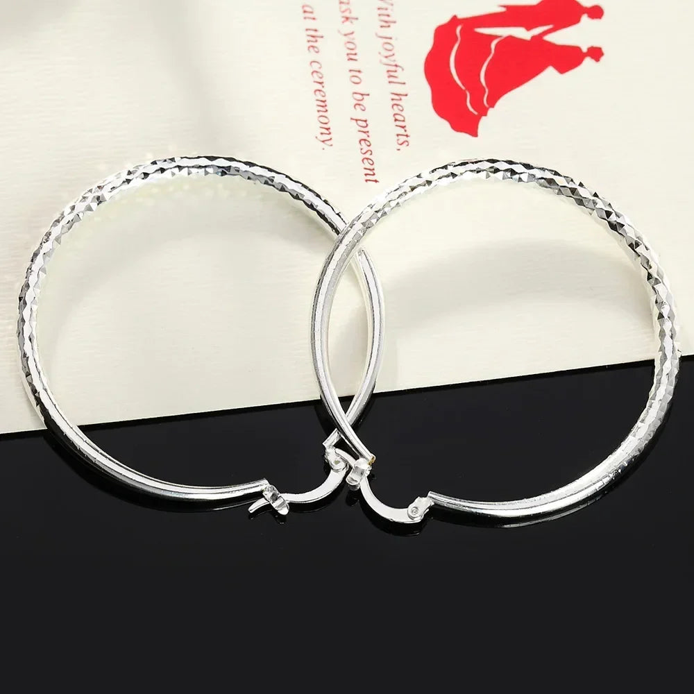 925 Sterling Silver Circle Hoop Earrings for Women Stylish Wedding Party Jewelry Holiday Gifts