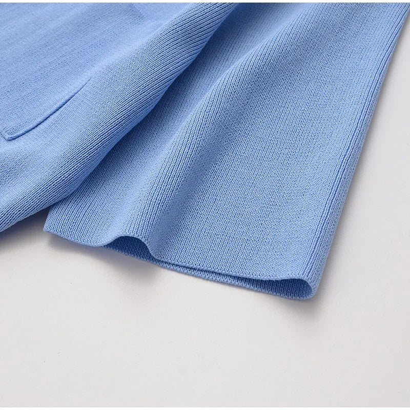 Ribbed Pocket Knit Dress For Women High Waist Mini Chic