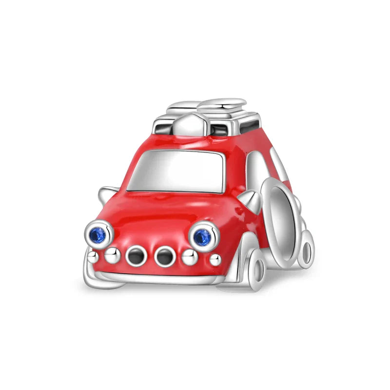 925 Silver Red Charms Beads for DIY Jewelry Bracelets Featuring Strawberry Ladybird and Lipstick Design