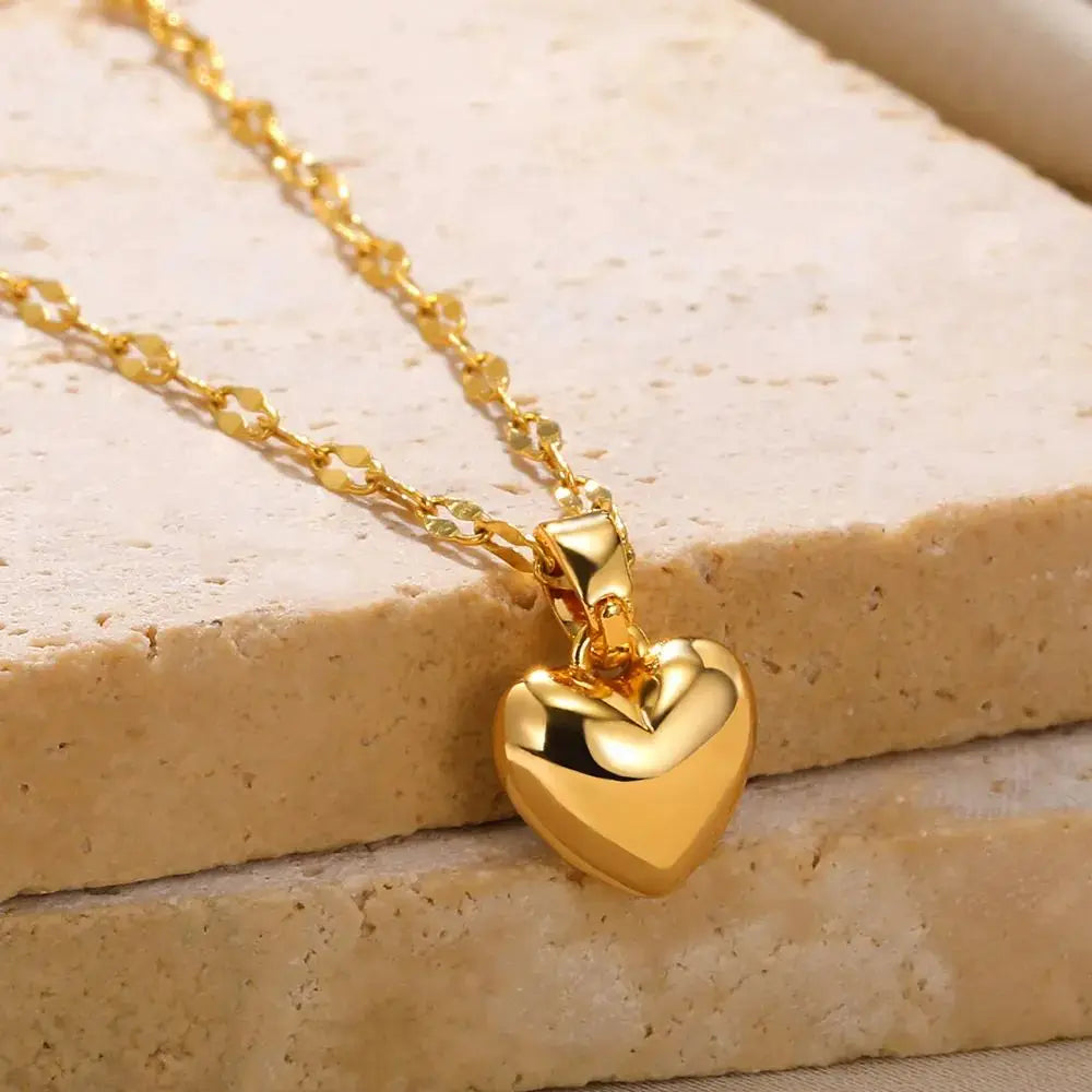 Stainless Steel Heart Necklace for Women Simple Pendant Jewelry Gift
