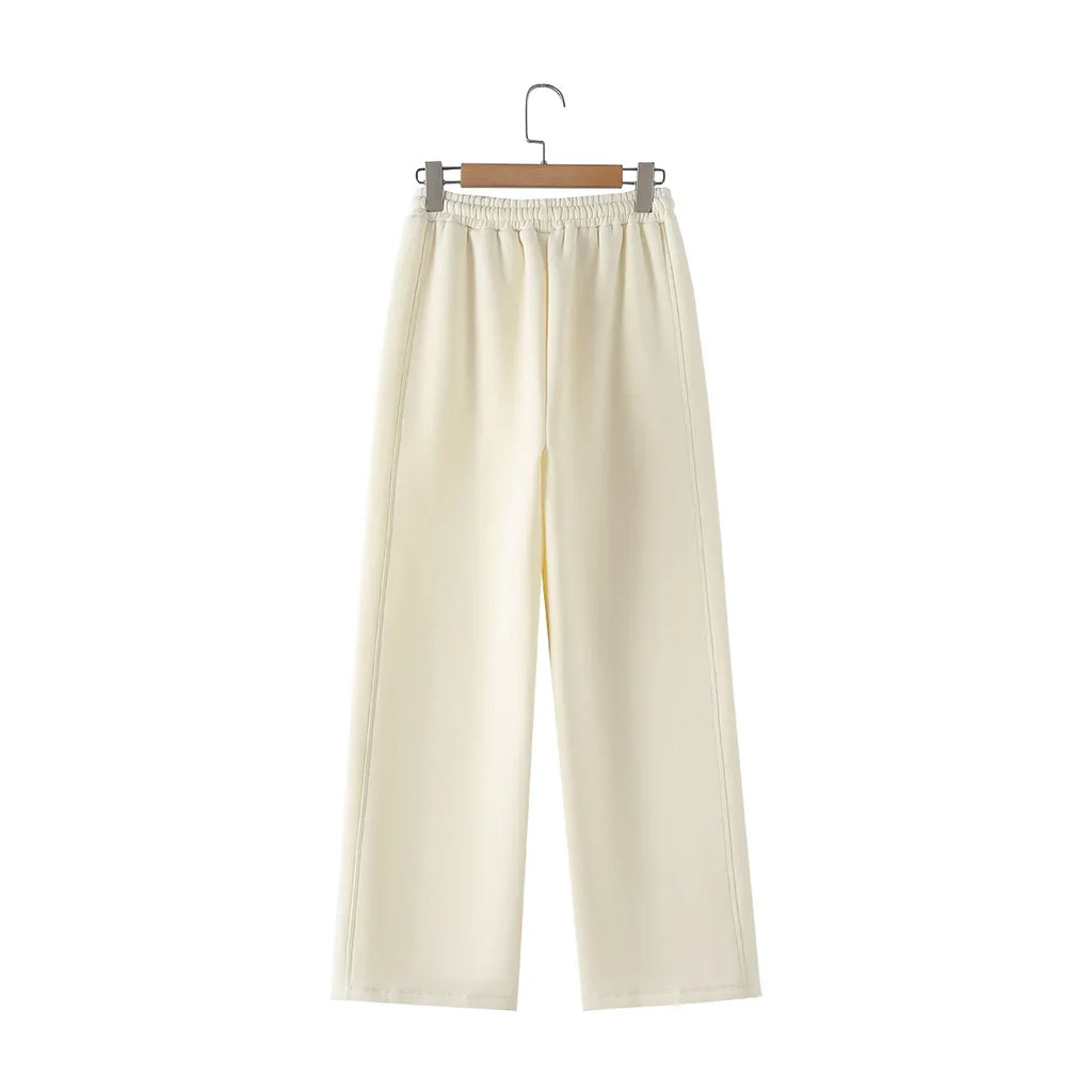 Women's Fleece Coat and Pant Set with Long Sleeve Hooded Sweatshirt and Casual Drawstring Trousers for Office and Everyday Wear