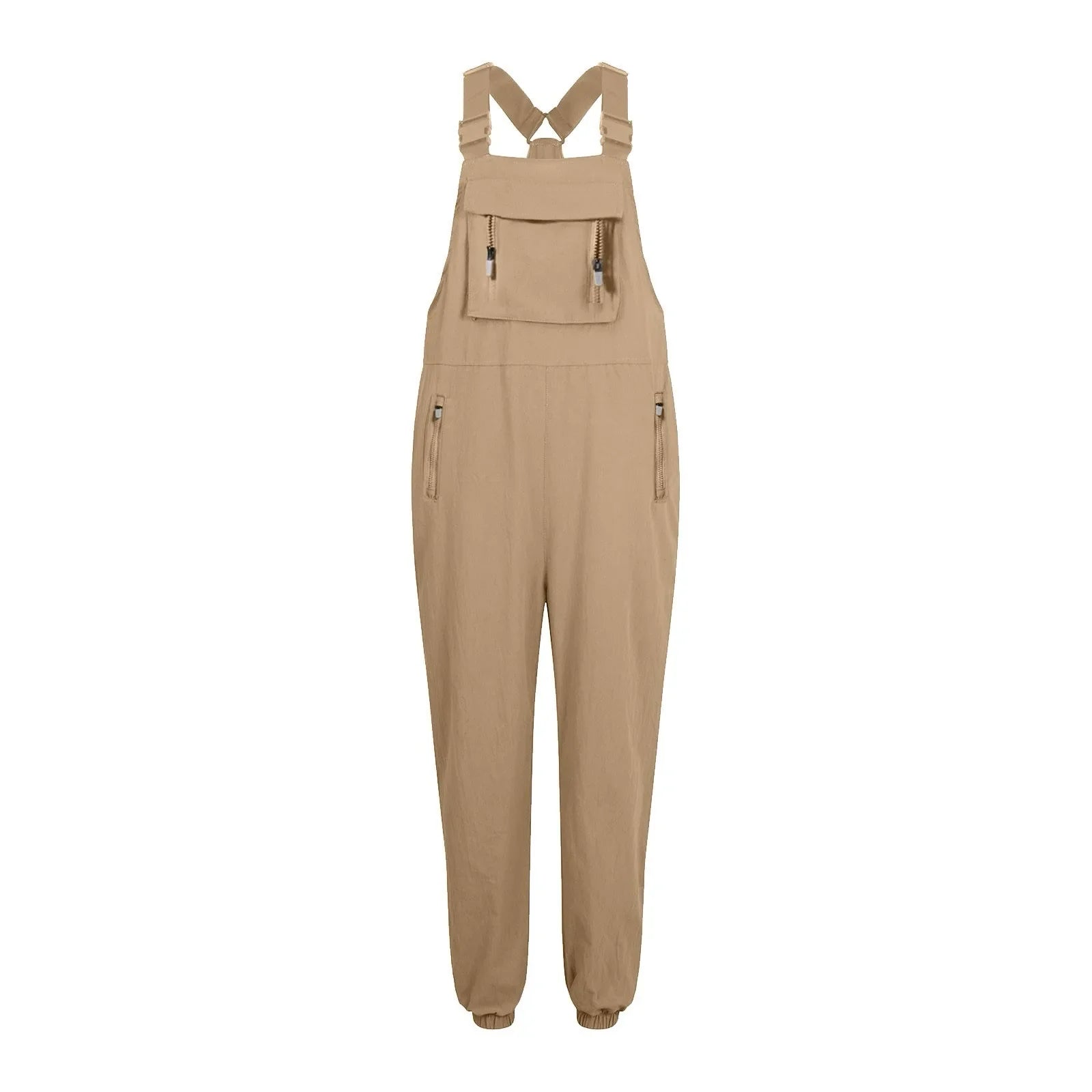 Women's Summer Casual Loose Wide Leg Jumpsuit with Adjustable Straps Pockets and Retro Button Detail Solid Color Sleeveless Overalls
