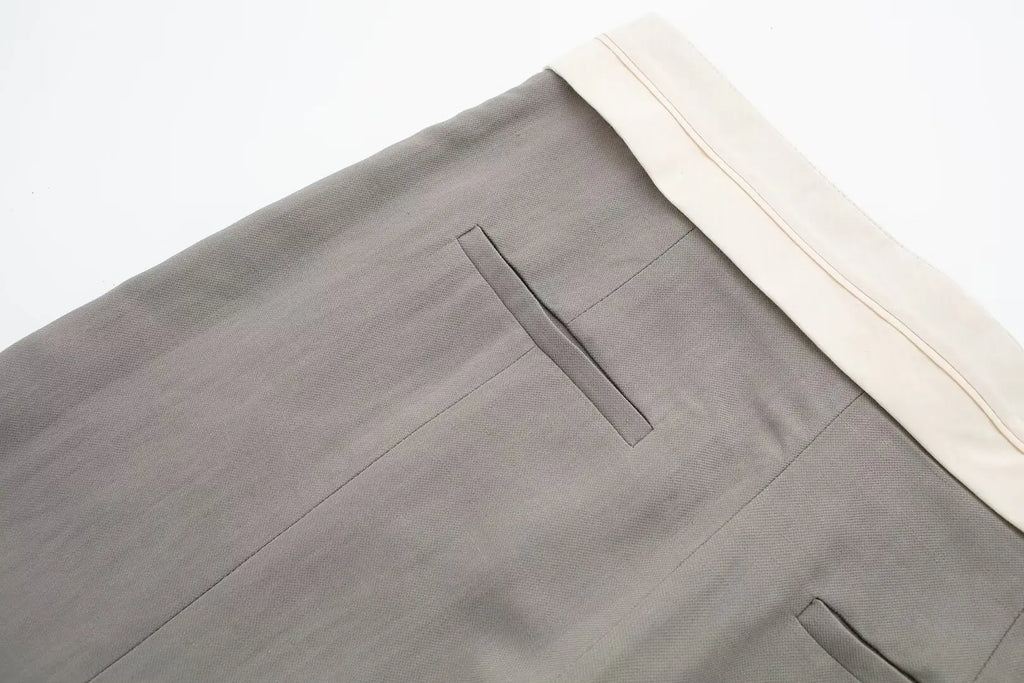 Women's Solid Grey Two Piece Set with Sleeveless Asymmetrical Vest and High Waist Wide Leg Trousers Casual Outfit