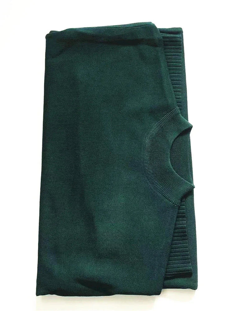 Oversize Knitted Dress for Women Long Sleeve O Neck Casual