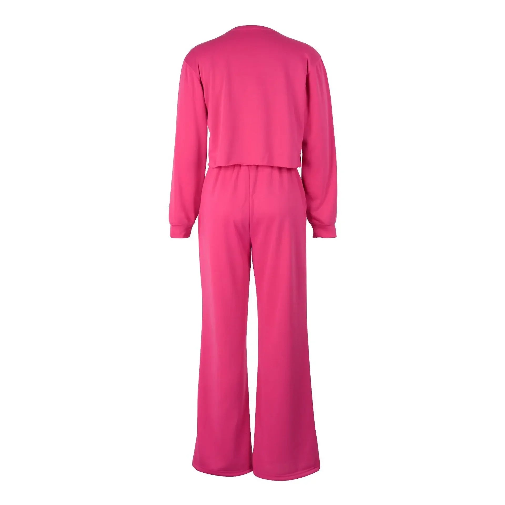 Women Winter Tracksuit Set Pullover Top and Pants 2 Piece Casual Outfit Thicken Warm Solid Color Suit