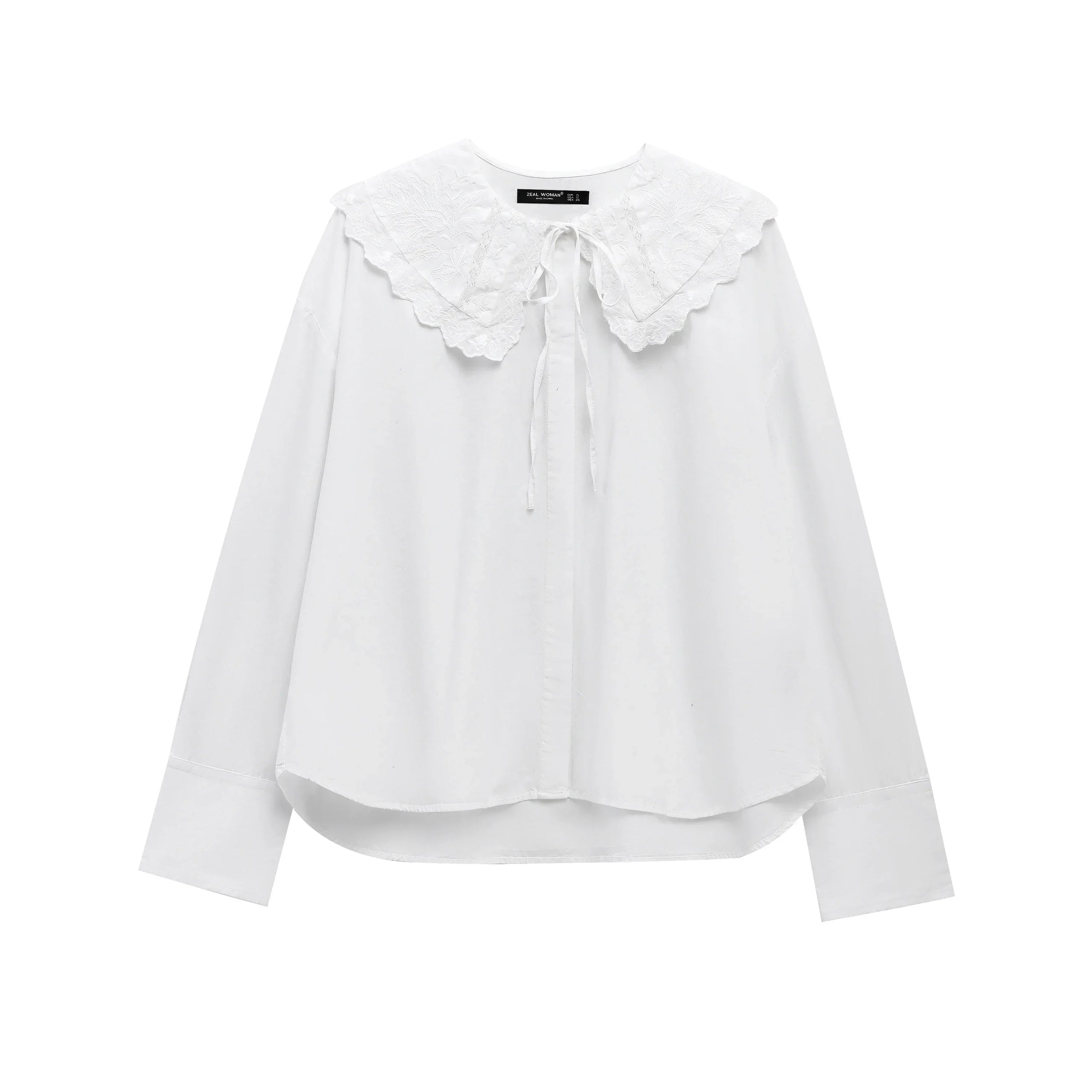 Spring Casual Women Blouse Long Sleeve Turn-down Collar Bow Tie Loose Fit Chic Shirt