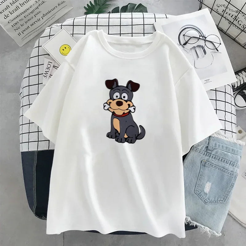 Kawaii Little Bear Print Oversized T-Shirt for Women Short Sleeve Summer Anime Style