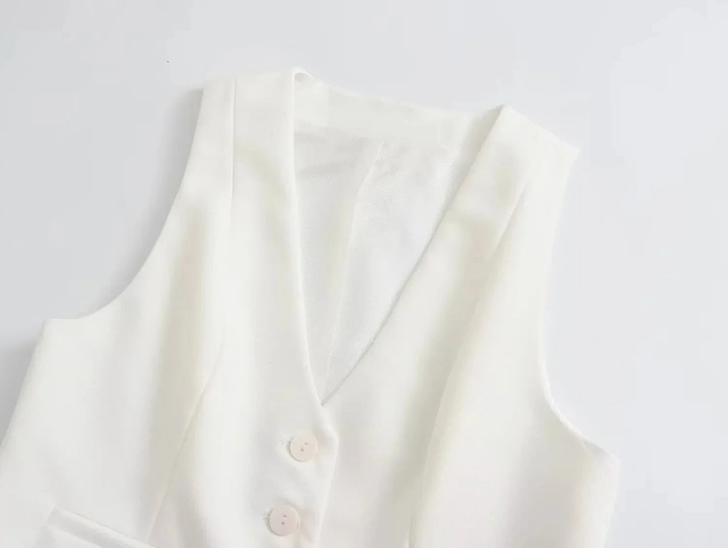 Casual Solid Color V Neck Sleeveless Single Breasted Vest With Elegant Mid Waist Wide Leg Pants Set