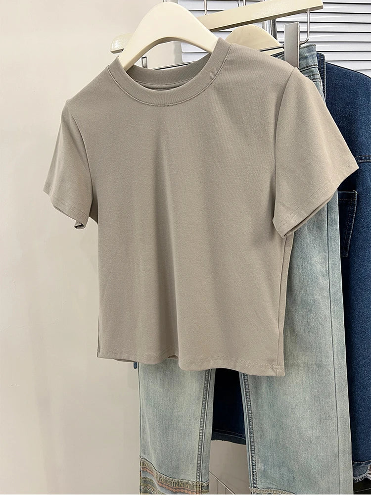 Oversized Cotton T-Shirt for Women, Short Sleeve Spring Tee with Trendy Print, Casual Y2K Style Top