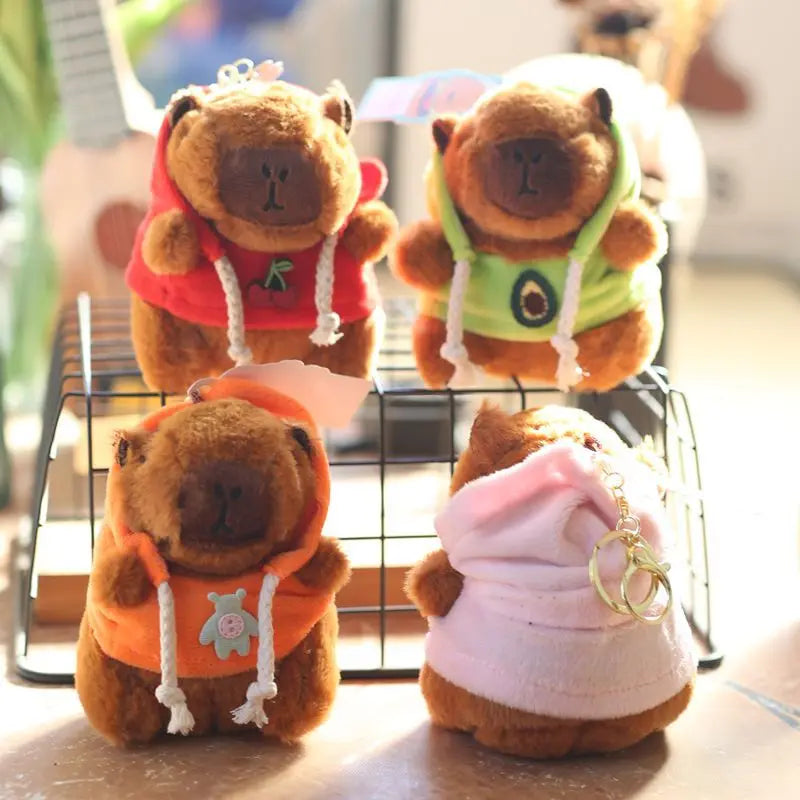Cute Cartoon Capybara Plush Keychain Pendant Doll Bag Ornament with Clothes