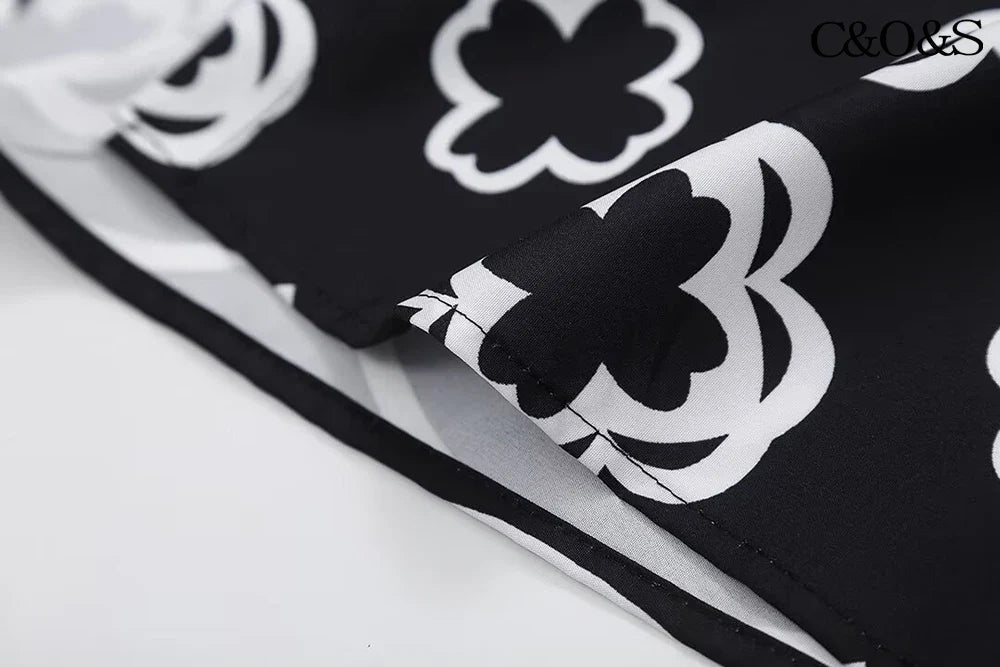 Floral Print Long Sleeve Shirt and High Waisted Trousers Fashion Set