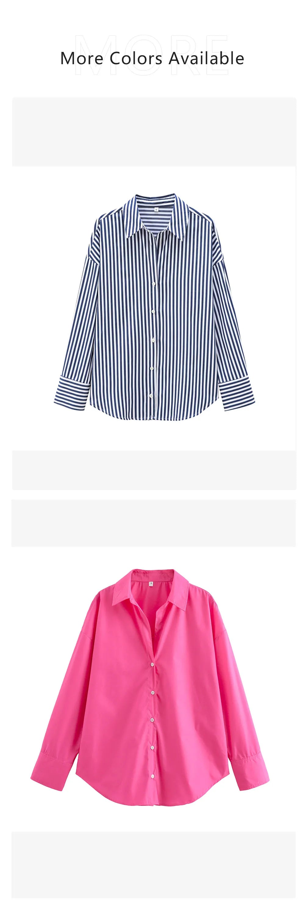 Women's Casual Versatile Loose Poplin Shirt Lightweight Basic Button-Up for Autumn Fashion