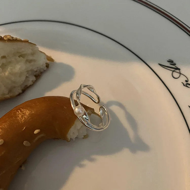 925 Sterling Silver Cross Hollow Chain Geometric Finger Ring Creative Party Jewelry Gift