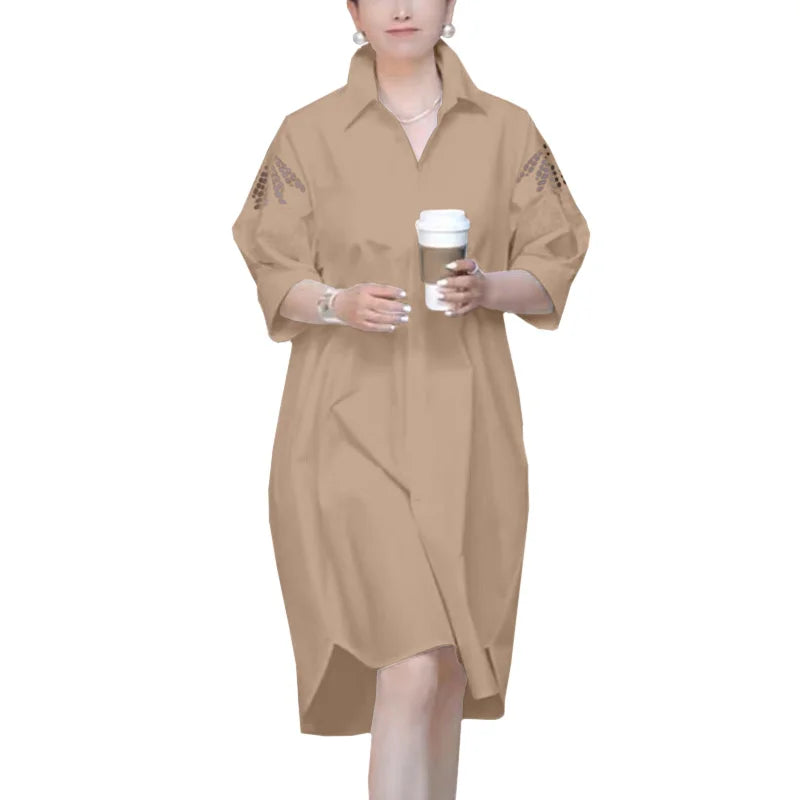 Lace Patchwork Knee Length Sundress For Women Loose