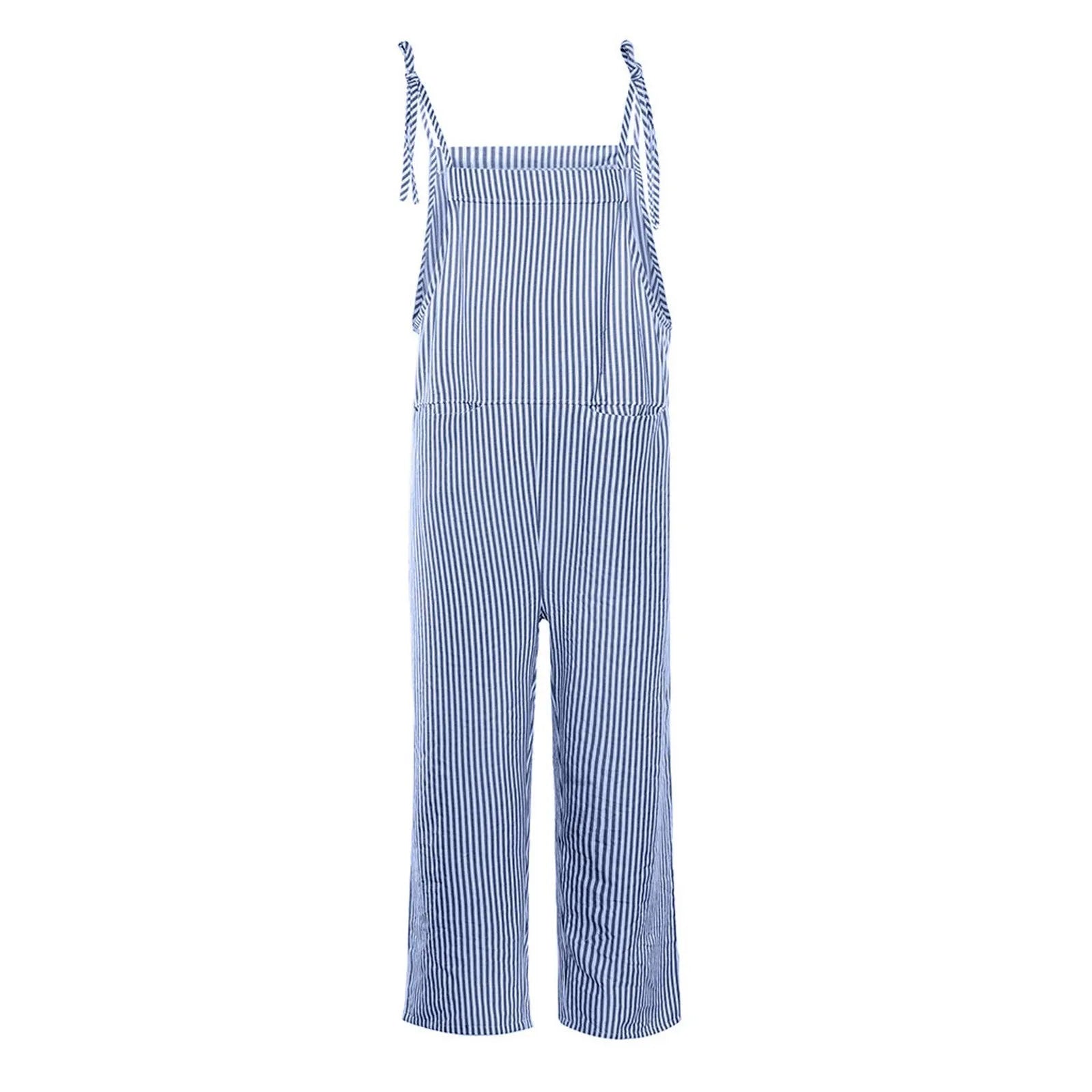 Vintage Multicolor Women's Cargo Jumpsuit Wide Leg Sleeveless Bib Trousers Casual Loose Fit with Pockets