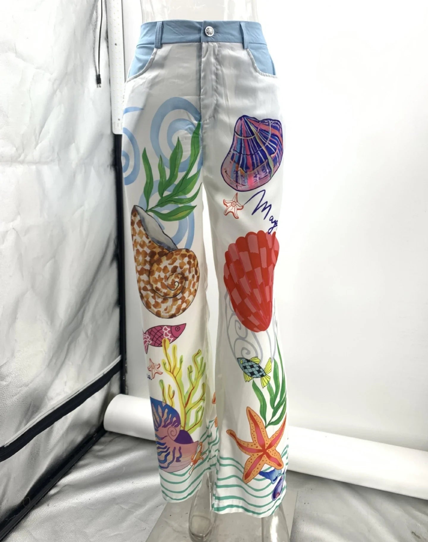 Bohemian Satin Print Two Piece Set for Women with Casual Long Sleeve Shirt and Wide Leg Pants Perfect for Summer Beach Outfits