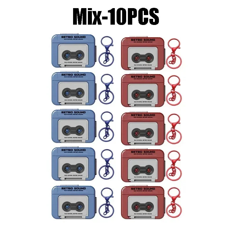 Vintage Mini Tape Recorder Keychain Gift for Couples Fun Retro Design Recordable Cassette Keychain