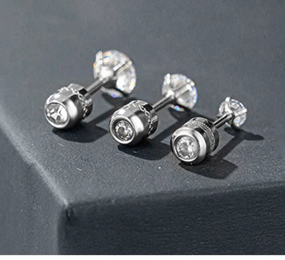 Stainless Steel Crystal Stud Earrings for Men and Women Durable Non-Fading Jewelry